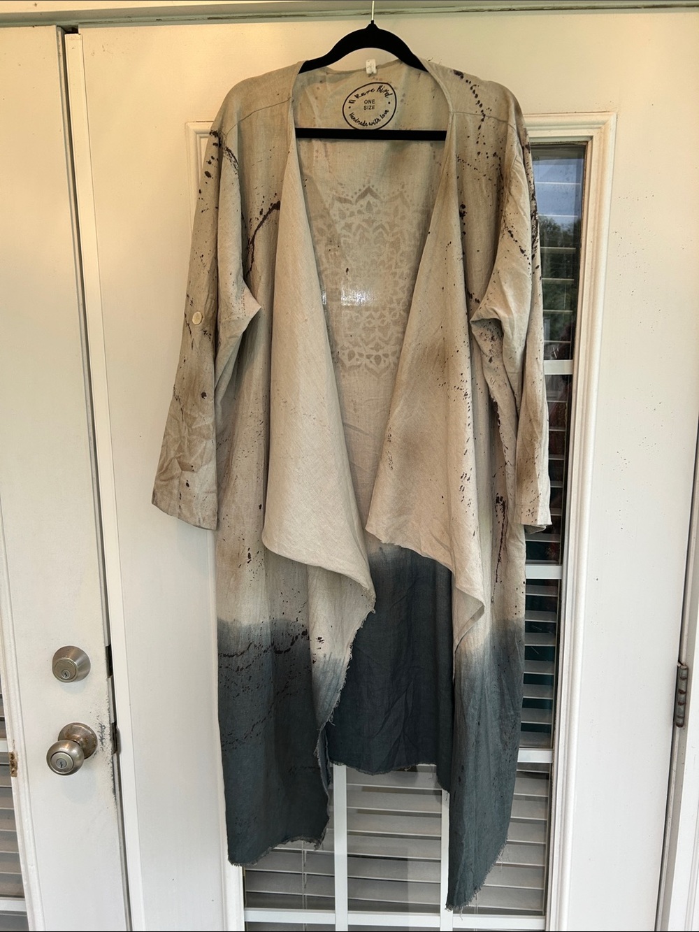 Boho Ombre Cream to Gray Draped Coatigan